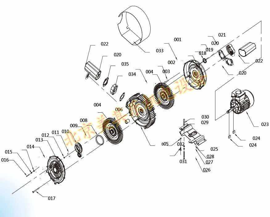 高壓鼓風(fēng)機內(nèi)部結(jié)構(gòu)爆炸圖